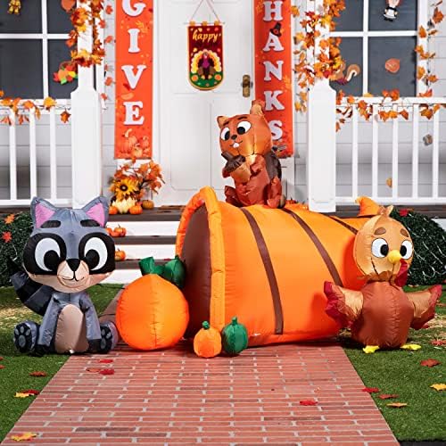 Joiedomi 7 FT Long Inflatable Woodland Animals with Cornucopia with Build-in LEDs, Blow Up Inflatables for Thanksgiving Party Indoor, Outdoor, Yard, Garden, Lawn Fall Decorations