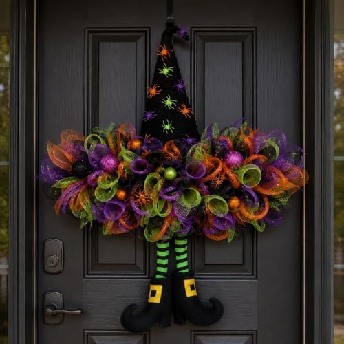 Hotop 3 Pieces Witch Hat Wreath Frames for Halloween, 20.9 x 22.1 Inch