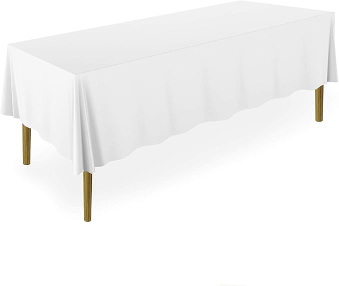 Lann's Linens - 10 Premium 60" x 126" Tablecloths for Wedding/Banquet/Restaurant - Rectangular Polyester Fabric Table Cloths - White (10 Pack)