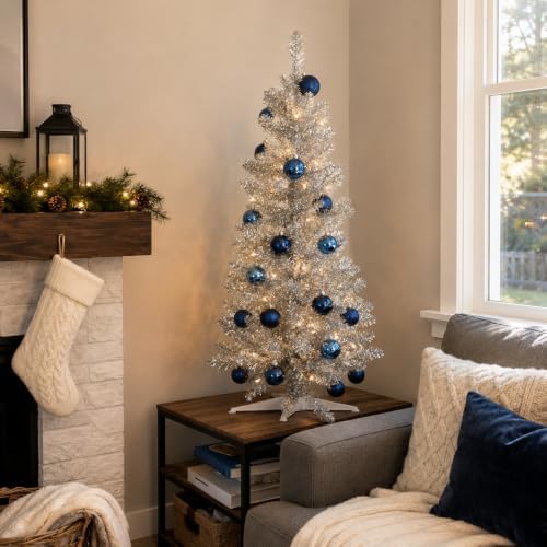 3FT Silver Artificial Small Christmas Tree Mini Tabletop Decor