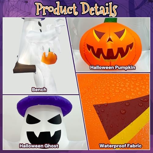 OurWarm 8FT Ghost Inflatable Halloween Decorations, Halloween Inflatables