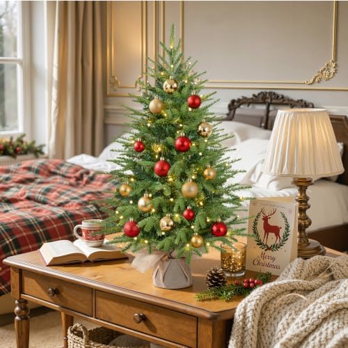 Alupssuc 3ft Prelit Artificial Mini Christmas Tree for Tabletop Desk Decor