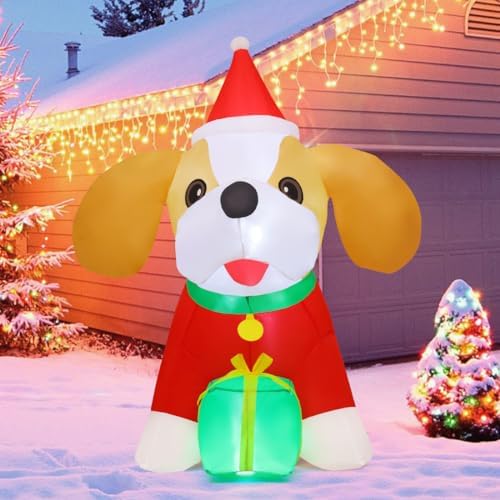 COMIN 5FT Christmas Inflatables Cavalier King Charles Puppy Yard LEDs Decor