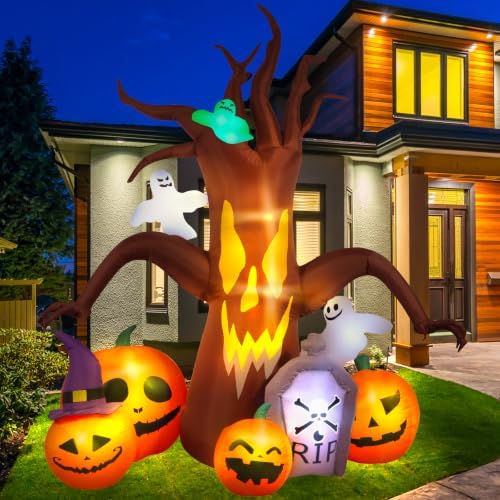 Max Fun 8FT Halloween Inflatables Decorations Inflatable Dead Tree Outdoor Decorations with LED Lights Built-in Blow Up Yard Decoration Pumpkin Ghost for Outdoor Garden Lawn(8Ft-Halloween Dead Tree)