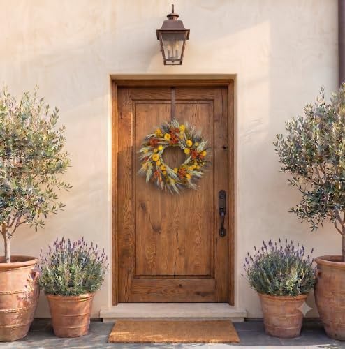 ANDALUCA All Natural Handcrafted Preserved Floral Fall Wreath (California Harvest)