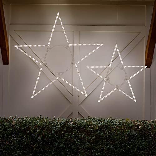 48" Warm White LED Christmas Star Decoration Folding Outdoor Star Décor, Lighted Christmas Star Outdoor Star Light