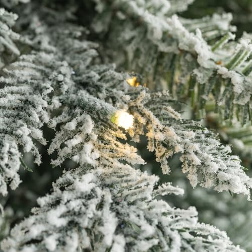 Glitzhome 7.5ft Artificial Christmas Tree, Pre-Lit Flocked Pencil Christmas Tree Chicago Frostwood Spruce with 350 Warm White Lights Home, Office, Holiday Decoration