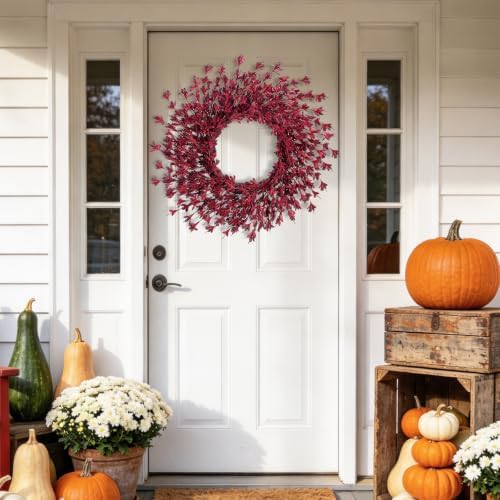 GTIDEA 26" Fall Wreaths for Front Door Outside Large Autumn Wreath Burgundy