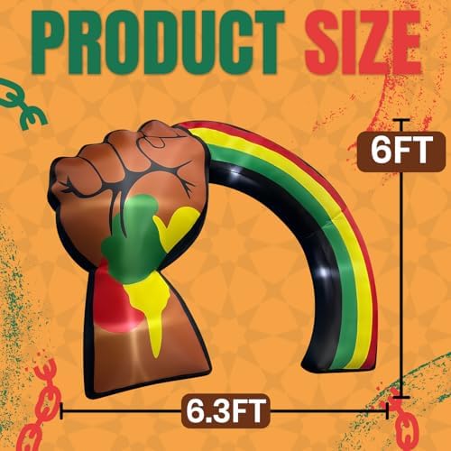 6FT Juneteenth Inflatable Archway Outdoor Decorations, Raised Fist Blow Up Yard Decor with LED Lights for Juneteenth Freedom Day Celebrations, Backyard Cookout Lawn Garden Porch Community Gatherings