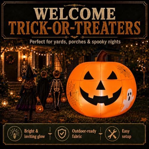 6FT Halloween Inflatable Pumpkin with LED Lights for Outdoor&Indoor Decor