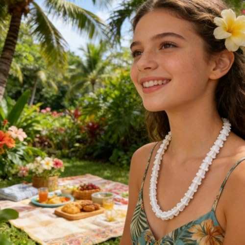 Jutom 100 Pcs White Crown Flower Beads for Hawaiian Lei Making