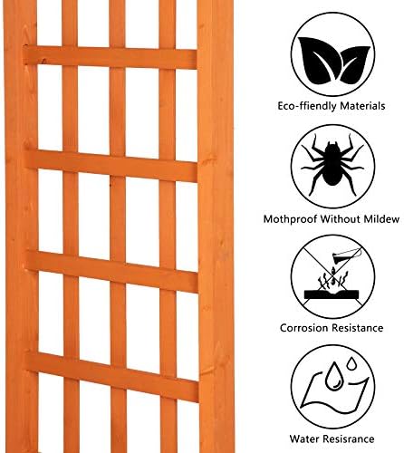 VINGLI 85in Wooden Arbor Garden Arch, Wedding Arch for Ceremony, Wood Trellis for Plant Climbing, Christmas Decor Pergola for Garden Backyard, Lawn (Golden Brown)