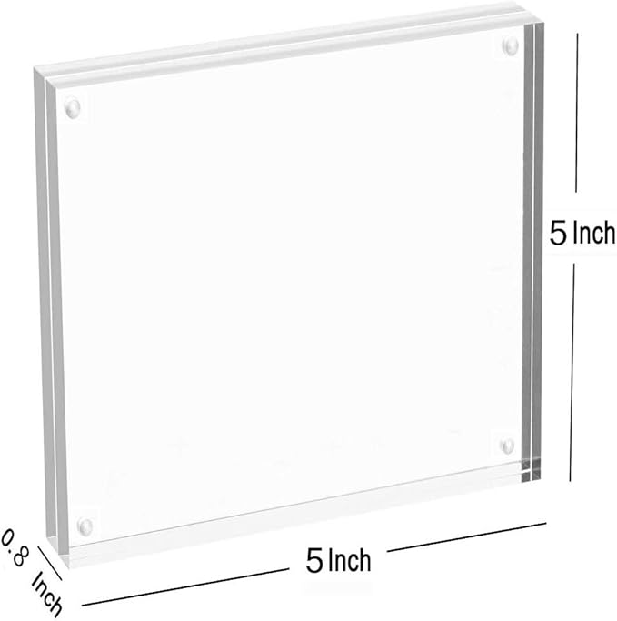 Magicool Premium Acrylic Photo Frame- Magnet Photo Frame -Double Sied Thick Desktop Frames (5x5 5 pack)
