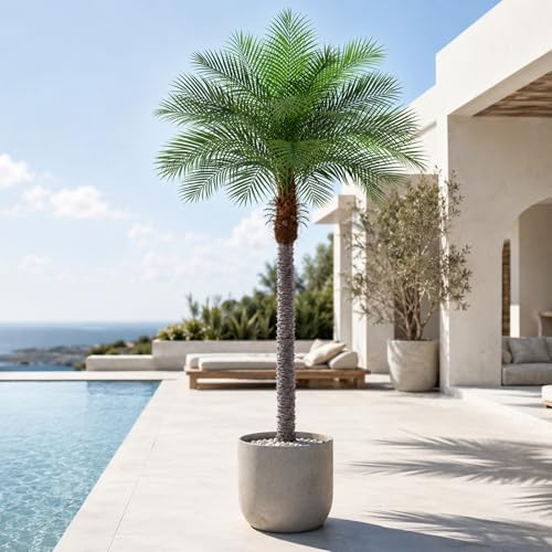 9ft Artificial Phoenix Palm Tree, Faux Coconut Silk Tropical Fake Palm Plant for Indoor Outdoor Home Office Patio Bathroom Pool Coastal Decor