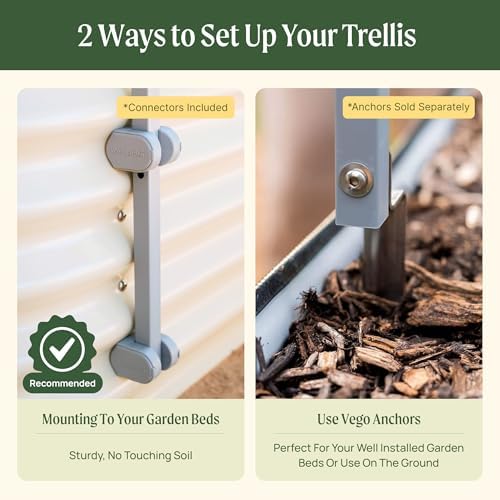 Vego Garden Modular Arched Trellis System 4.5' Long Trellis for 2.0' x 6.5' or 3.5' x 6.5' or 2.0' x 8.0' Garden Bed for Climbing Plants like Cucumber Beans Tomatoes & Vines (Garden Beds Not Included)