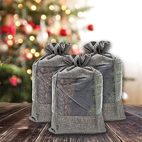 jute burlap & sheer organza gift bags w., side view