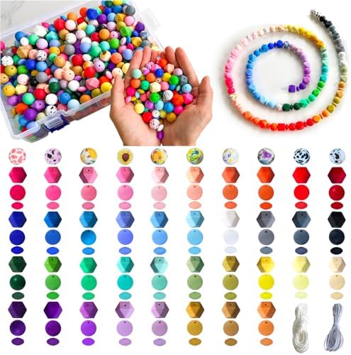 630Pcs Silicone Beads Bulk for Keychain and Bracelet Making Kit, 48 Colors