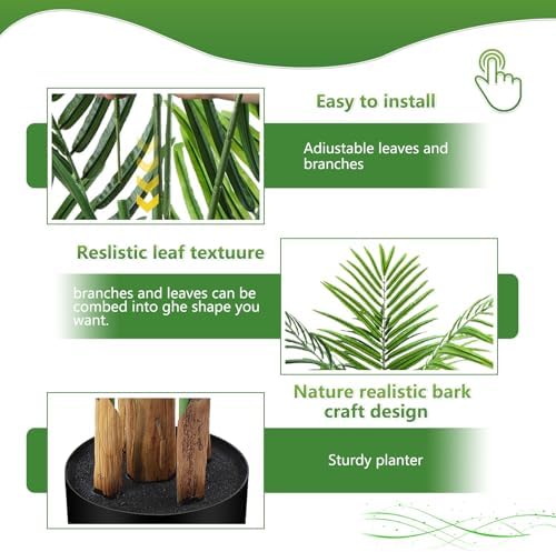 6ft Artificial Palm Tree Indoor, Large Fake Tropical Areca Palm with 18 Trunks, Tall Faux Floor Plants for Indoor Living Rooms Offices Bedroom Home Decor