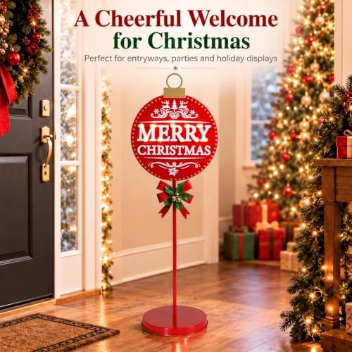 Christmas Signs with LED Lights,Battery Operated Metal Outdoor Porch Decor