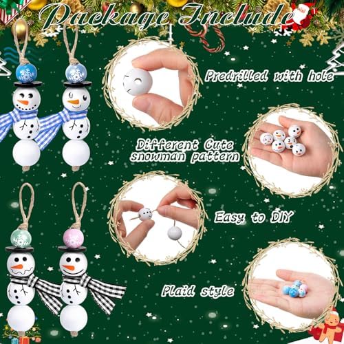 Vicenpal 450 Pcs Christmas Wooden Beads, Pure, Pastel Color