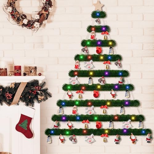 Hollowfly 60 Inch Wall Hanging Christmas Tree with Lights Xmas Wall Decor
