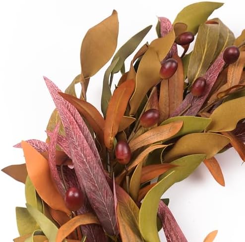 Fall Wreaths for Front Door 22 inch, Olive Fall Wreath with Olive Leaf Fruit, Home Decoration for Outdoor Living Room Indoor Wall and Outside Autumn