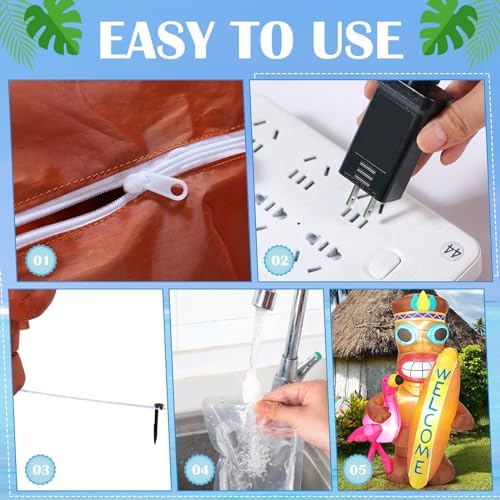 Shappy 5 FT Inflatable Tiki Flamingo Outdoor Decoration with LED Lights