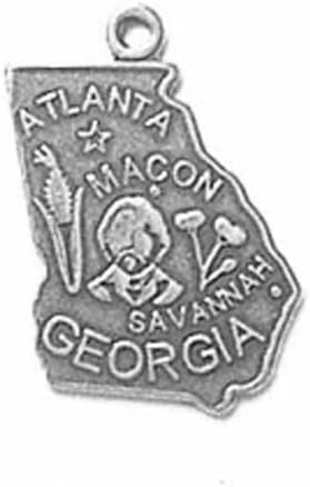 Sterling Silver Georgia State Charm with Split Ring