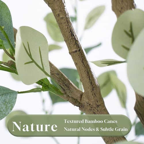 7FT Artificial Eucalyptus Tree Indoor, Faux Eucalyptus Tree with 901 Silk Leaves, Tall Fake Tree - Artificial Tree Indoor for Living Room Office Bedroom Home Decor