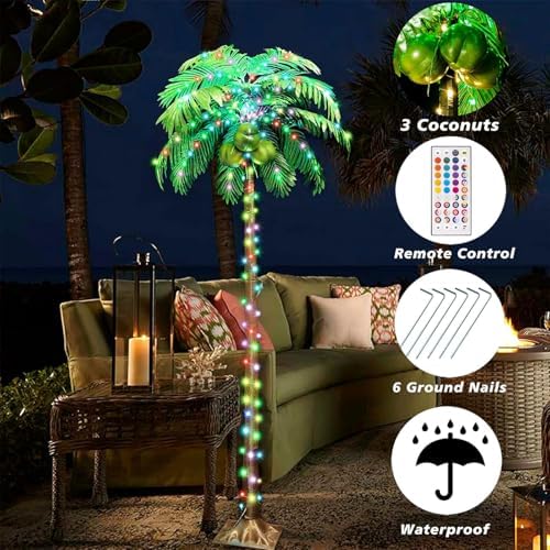 7FT Light up Palm Trees Outdoor with Remote, RGB