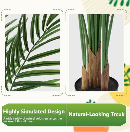 6.5ft Artificial Palm Tree Outdoor, Large Fake Tropical Areca Palm with 18 Trunks, Tall Faux Floor Plants for Indoor Living Rooms Offices Bedroom Home Decor