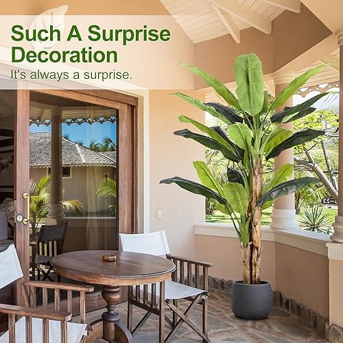 8.5ft Extra Tall Artificial Banana Tree, Fake Banana Leaf Plant with 26 Faux Banana Leaves, Perfect for Home Indoor Outdoor Patio Office Tropical Decor