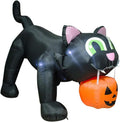 AJY 8FT Halloween Inflatable Giant Black Cat & Pumpkin with LEDs