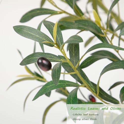 Nafresh Majestic Faux Olive Tree 6ft – Artificial Olive Tree Indoor & Outdoor with Lifelike Leaves & Textured Branches for Living Room, Office, Entryway,Patio
