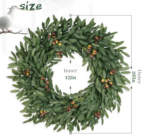 26 Inch Large Eucalyptus Olive Wreaths for Front Door with Olives