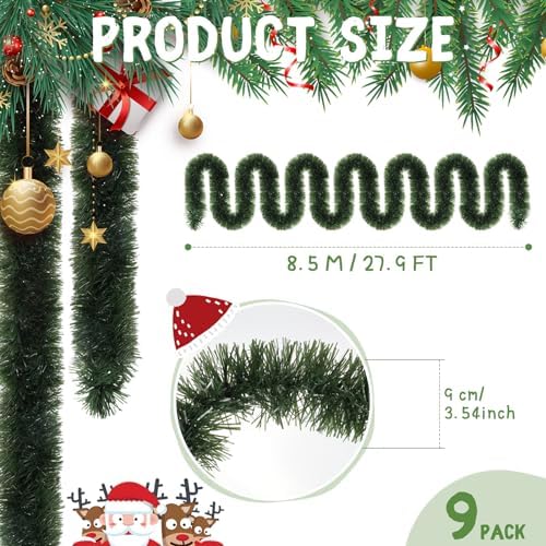 Hotop 252 ft Christmas Garland Bulk, Green, Classic Style