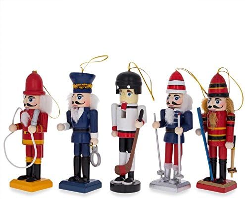 bestpysanky nutcracker ornament set of 5 wooden christmas on a desk or shelf