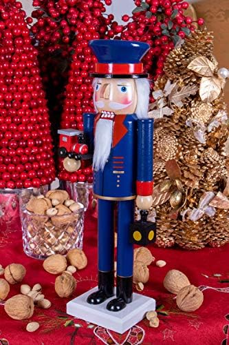 Clever Creations Motorman 14 Inch Traditional Wooden Nutcracker, Festive Christmas Décor for Shelves and Tables