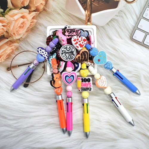 200Pcs Silicone Focal Beads Bulk, Different Random Mix Collections Teacher Character Animal Cartoon Focal Beads for Pens Keychains DIY Jewelry Making