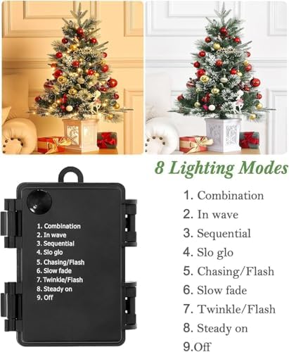 3Ft Pre-Lit Holiday Christmas Tree with Snowflake Base, Artificial Christmas Tree with Timer Function and 78 Led Lights, Snowflake and Red Berry Decorations, Holiday Ready, Easy Indoor Installation