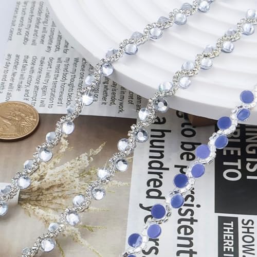 6 Yards Silver White Self Adhesive Rhinestone Ribbon Rhinestone Trim