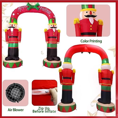 OurWarm 8FT Christmas Inflatables Outdoor Decorations, Large Nutcracker Soldier Archway Blow Up Yard Decorations with LED Lights, Giant Inflatable Archway for Outdoor Christmas Holiday Garden Lawn