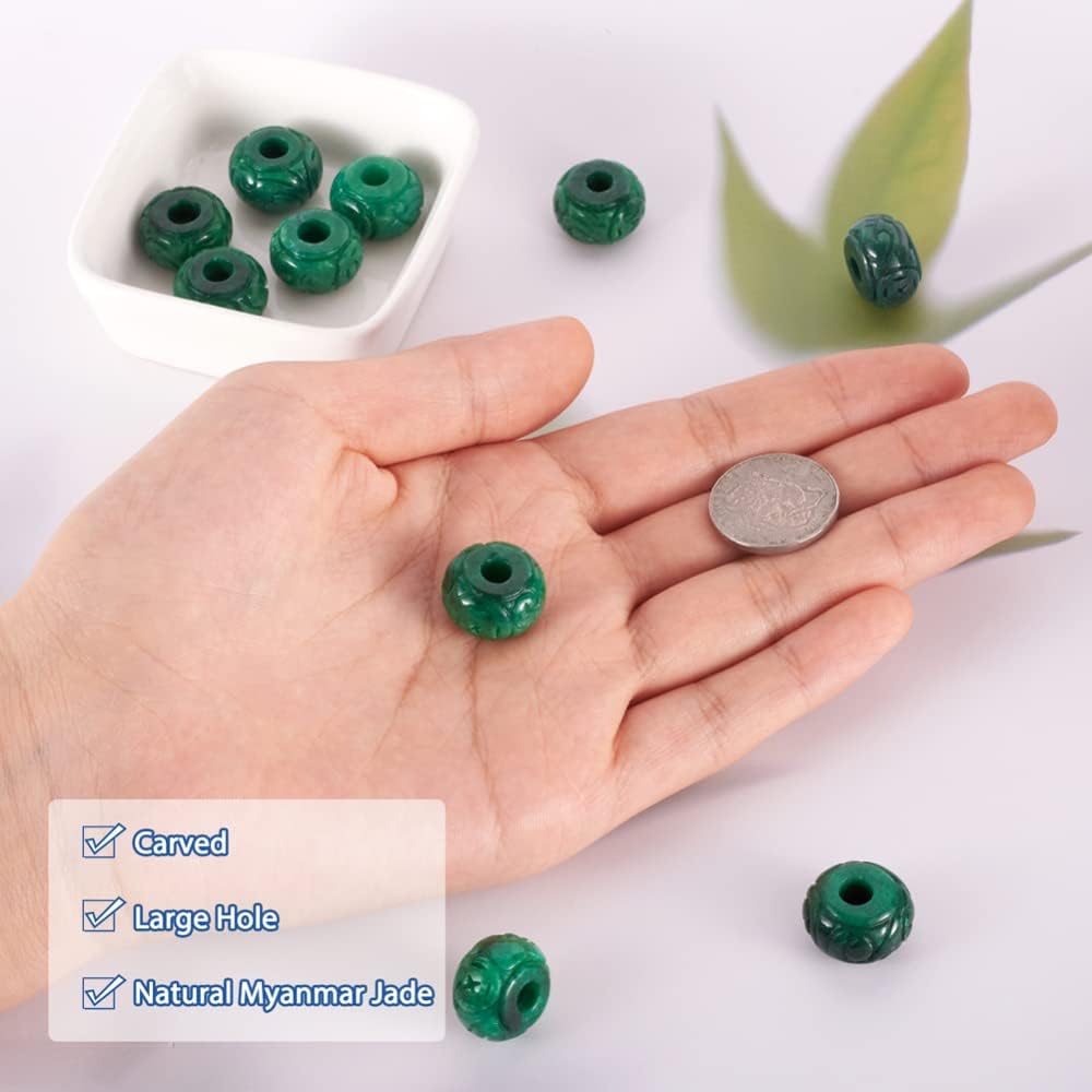 fashewelry 10pcs natural myanmar jade stone large hole, side view
