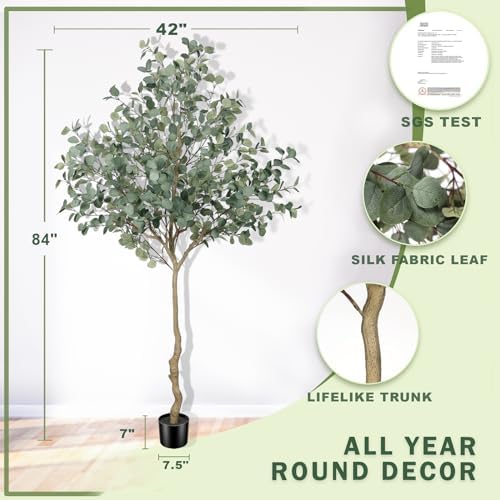 LYERSE Eucalyptus Tree 7ft for Office Home Living Room Decor