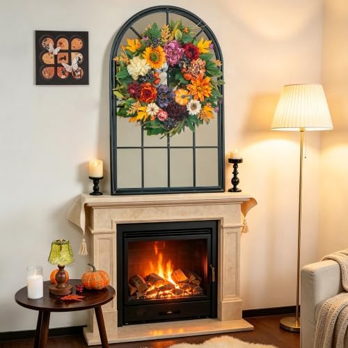 24 Inch Fall Wreaths for Front Door, Autumn Harvest Wreath, Porch Decor