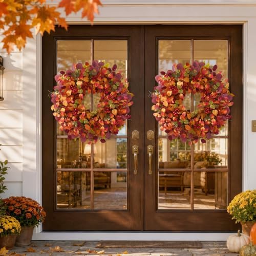 Fall Decor, 26" Fall Wreaths for Front Door, Large Fall Door Wreath