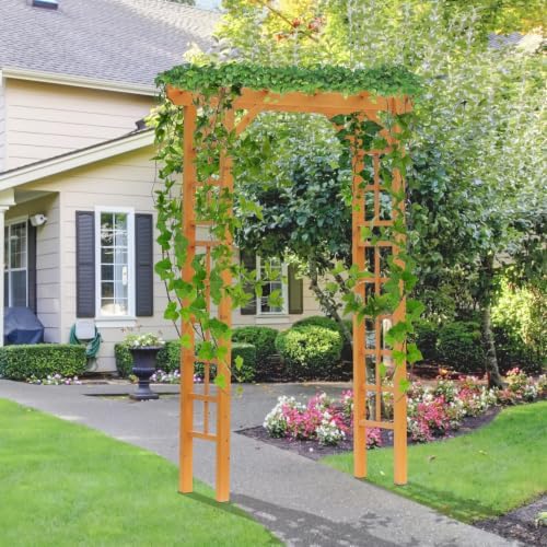 Outsunny 85" Wooden Garden Arbor, Garden Arch for Wedding, Orange
