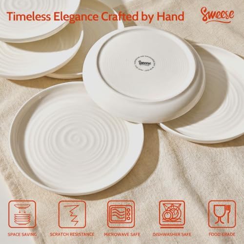 Sweese Appetizer Plate, 6 in Porcelain Small Dessert Plates Set of 6, White