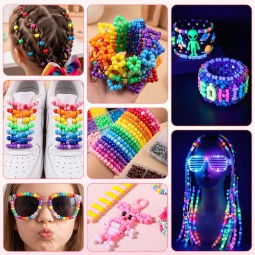 10000Pcs Pony Beads Bulk, 48 Colors Kandi Beads for Bracelet Making Kit