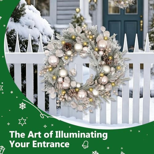 24 inch Christmas Wreath, Artifical Christmas Door Wreaths